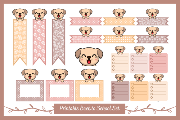 Cute Dog Printable Back to School Set